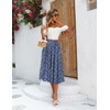 Zeagoo Women’s Midi Skirts High Waisted Pleated A-Line Swing Skirts Summer Long Skirts with Pockets(Blue Floral)