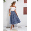 Zeagoo Women’s Midi Skirts High Waisted Pleated A-Line Swing Skirts Summer Long Skirts with Pockets(Blue Floral)
