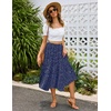 Zeagoo Women’s Midi Skirts High Waisted Pleated A-Line Swing Skirts Summer Long Skirts with Pockets(Blue-dot)