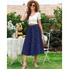 Zeagoo Women’s Midi Skirts High Waisted Pleated A-Line Swing Skirts Summer Long Skirts with Pockets(Blue-dot)