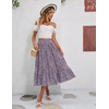 Zeagoo Women’s Midi Skirts High Waisted Pleated A-Line Swing Skirts Summer Long Skirts with Pockets(Floral-purple)