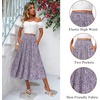 Zeagoo Women’s Midi Skirts High Waisted Pleated A-Line Swing Skirts Summer Long Skirts with Pockets(Floral-purple)