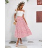 Zeagoo Women’s Midi Skirts High Waisted Pleated A-Line Swing Skirts Summer Long Skirts with Pockets(Pink 2)
