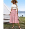Zeagoo Women’s Midi Skirts High Waisted Pleated A-Line Swing Skirts Summer Long Skirts with Pockets(Pink 2)