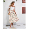 Zeagoo Women’s Midi Skirts High Waisted Pleated A-Line Swing Skirts Summer Long Skirts with Pockets(Pink Floral Apricot Print)