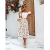 Zeagoo Women’s Midi Skirts High Waisted Pleated A-Line Swing Skirts Summer Long Skirts with Pockets(Pink Floral Apricot Print)