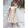 Zeagoo Women’s Midi Skirts High Waisted Pleated A-Line Swing Skirts Summer Long Skirts with Pockets(Pink Floral Apricot Print)