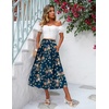 Zeagoo Women’s Midi Skirts High Waisted Pleated A-Line Swing Skirts Summer Long Skirts with Pockets(Pink Floral Navy Print)