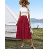 Zeagoo Women’s Midi Skirts High Waisted Pleated A-Line Swing Skirts Summer Long Skirts with Pockets(Red Round Dot)