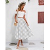 Zeagoo Women’s Midi Skirts High Waisted Pleated A-Line Swing Skirts Summer Long Skirts with Pockets(White Polka Dot)