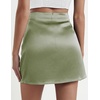 Zeagoo Womens Mini Skirts Elastic High Waisted Skirts Stain A-Line Zipper Party Club Skirt 2026(Apple Green)