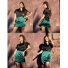 Zeagoo Womens Mini Skirts Elastic High Waisted Skirts Stain A-Line Zipper Party Club Skirt 2026(Evergreen)
