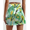 Zeagoo Womens Mini Skirts Elastic High Waisted Skirts Stain A-Line Zipper Party Club Skirt 2026(Green Floral)