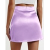 Zeagoo Womens Mini Skirts Elastic High Waisted Skirts Stain A-Line Zipper Party Club Skirt 2026(Purple)