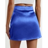 Zeagoo Womens Mini Skirts Elastic High Waisted Skirts Stain A-Line Zipper Party Club Skirt 2026(Sky Blue)