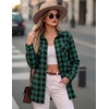 Zeagoo Womens Plaid Flannel Shirt Long Sleeve Top Casual Button Down Blouse(1-green)