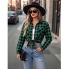 Zeagoo Womens Plaid Flannel Shirt Long Sleeve Top Casual Button Down Blouse(1-green)