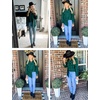Zeagoo Womens Plaid Flannel Shirt Long Sleeve Top Casual Button Down Blouse(1-green)