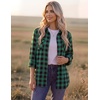 Zeagoo Womens Plaid Flannel Shirt Long Sleeve Top Casual Button Down Blouse(1-green)