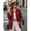 Zeagoo Womens Plaid Flannel Shirt Long Sleeve Top Casual Button Down Blouse(1-red)