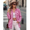 Zeagoo Womens Plaid Flannel Shirt Long Sleeve Top Casual Button Down Blouse(1-rose)