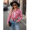 Zeagoo Womens Plaid Flannel Shirt Long Sleeve Top Casual Button Down Blouse(1-watermelon Red)