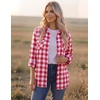 Zeagoo Womens Plaid Flannel Shirt Long Sleeve Top Casual Button Down Blouse(1-watermelon Red)