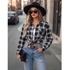 Zeagoo Womens Plaid Flannel Shirt Long Sleeve Top Casual Button Down Blouse(Black White)