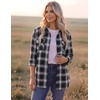 Zeagoo Womens Plaid Flannel Shirt Long Sleeve Top Casual Button Down Blouse(Black White)