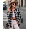 Zeagoo Womens Plaid Flannel Shirt Long Sleeve Top Casual Button Down Blouse(Black White)