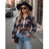Zeagoo Womens Plaid Flannel Shirt Long Sleeve Top Casual Button Down Blouse(Caramel Black)