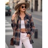 Zeagoo Womens Plaid Flannel Shirt Long Sleeve Top Casual Button Down Blouse(Caramel Black)
