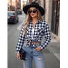Zeagoo Womens Plaid Flannel Shirt Long Sleeve Top Casual Button Down Blouse(Dark Blue)
