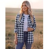 Zeagoo Womens Plaid Flannel Shirt Long Sleeve Top Casual Button Down Blouse(Dark Blue)