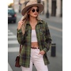 Zeagoo Womens Plaid Flannel Shirt Long Sleeve Top Casual Button Down Blouse(Green Black)
