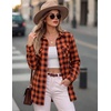 Zeagoo Womens Plaid Flannel Shirt Long Sleeve Top Casual Button Down Blouse(Orange Black)