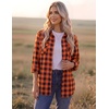 Zeagoo Womens Plaid Flannel Shirt Long Sleeve Top Casual Button Down Blouse(Orange Black)
