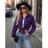 Zeagoo Womens Plaid Flannel Shirt Long Sleeve Top Casual Button Down Blouse(Purple Black)