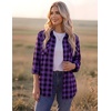 Zeagoo Womens Plaid Flannel Shirt Long Sleeve Top Casual Button Down Blouse(Purple Black)