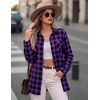 Zeagoo Womens Plaid Flannel Shirt Long Sleeve Top Casual Button Down Blouse(Purple Black)