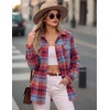 Zeagoo Womens Plaid Flannel Shirt Long Sleeve Top Casual Button Down Blouse(Red Blue)