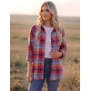 Zeagoo Womens Plaid Flannel Shirt Long Sleeve Top Casual Button Down Blouse(Red Blue)