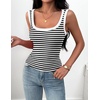 Zeagoo Womens Square Neck Ribbed Tank Tops 2026 Summer Sleeveless Shirts(A – Stripe Black White)