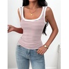 Zeagoo Womens Square Neck Ribbed Tank Tops 2026 Summer Sleeveless Shirts(B – Rose Pink Stripe)