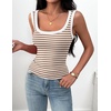 Zeagoo Womens Square Neck Ribbed Tank Tops 2026 Summer Sleeveless Shirts(B – Stripe Brown White)