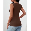 Zeagoo Womens Square Neck Ribbed Tank Tops 2026 Summer Sleeveless Shirts(Brown)