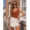 Zeagoo Womens Square Neck Ribbed Tank Tops 2026 Summer Sleeveless Shirts(Caramel)