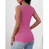 Zeagoo Womens Square Neck Ribbed Tank Tops 2026 Summer Sleeveless Shirts(Hot Pink)
