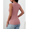 Zeagoo Womens Square Neck Ribbed Tank Tops 2026 Summer Sleeveless Shirts(Pink)