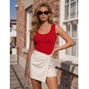 Zeagoo Womens Square Neck Ribbed Tank Tops 2026 Summer Sleeveless Shirts(Red)